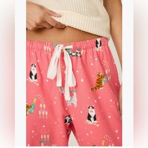 NWT PJ Salvage🥂😸”Let's Get Fizzical”😸🥂Cat Print Flannel Pants Sm
